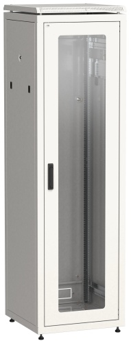 ITK Шкаф сетевой напольный 19" LINEA N 47U 600х600мм стеклянная передняя дверь серый | код LN35-47U66-G | IEK